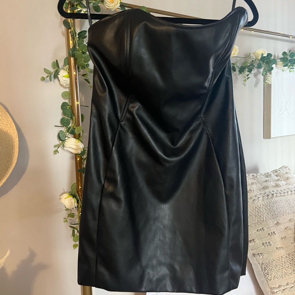 Black leather dress